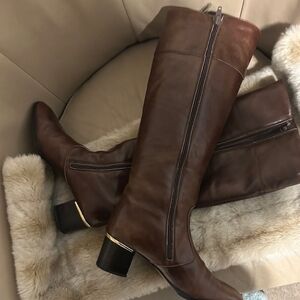 Vintage Andrew Geller Brown Leather Tall Ridding Boots S 8